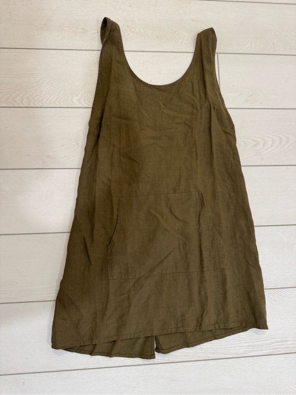 The Simple Folk Green Linen Tunic Gardening Apron Dress L